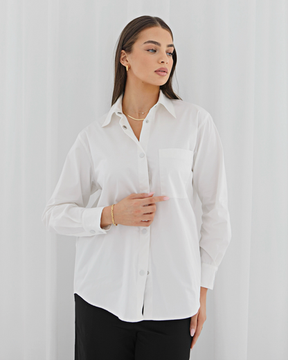 Easton Logo Poplin Shirt - White