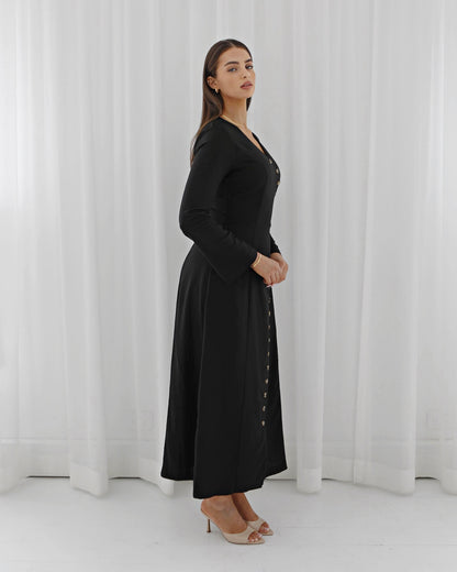 Eden Button Up Maxi Dress - Black