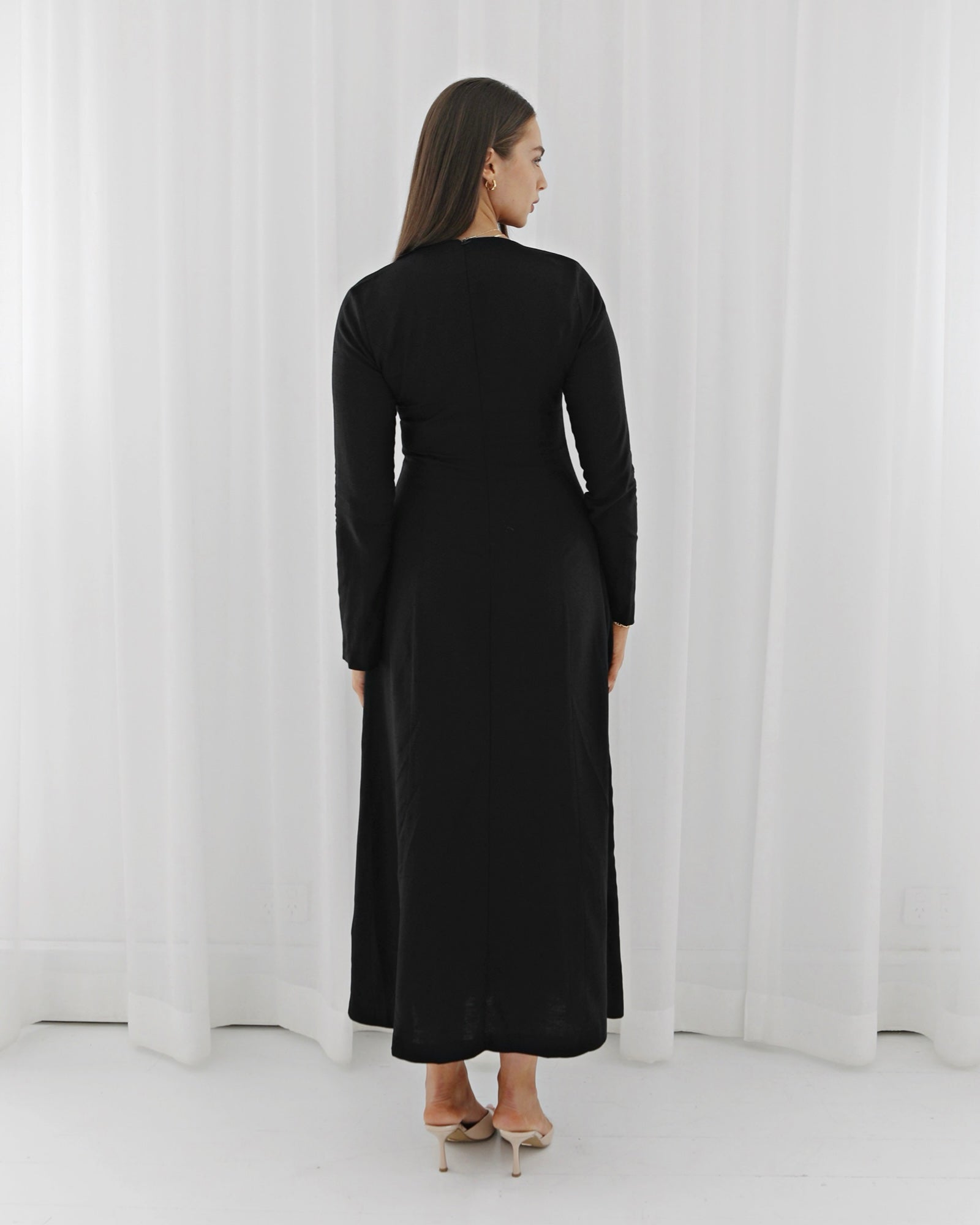 black button up maxi dress Black Slinky Button Tie Maxi Dress BLANK