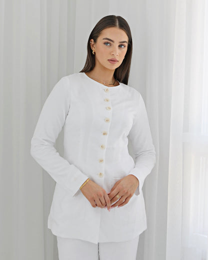 Evan Long Sleeve Blouse - White